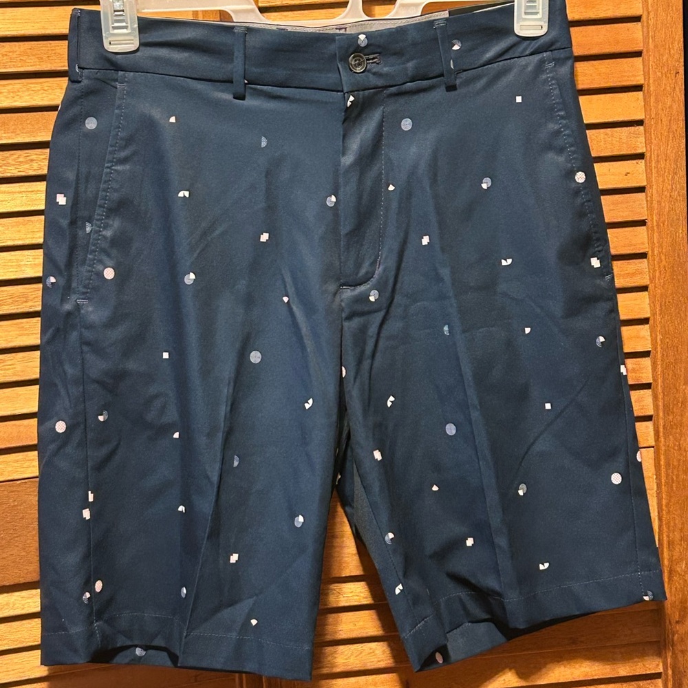 Walter Hagen Perfect 11 Collection Flat Front Blue Patterned Shorts